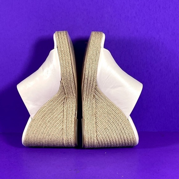 Paloma Barcelo Cream Leather Square Toe Wedge Heel Espadrilles Women's Size 11 - Picture 6 of 8